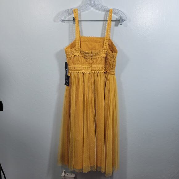 Lulus Forever Love Golden Yellow Swiss Dot Sleeveless Dress Size S 122925-2Clo2 - Picture 4 of 9